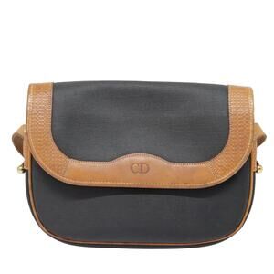 DIOR Shoulder Bag Pvc Black Gold